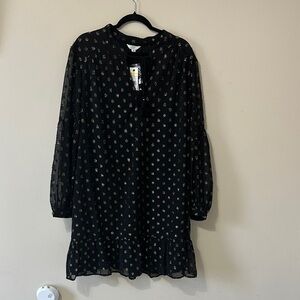 NWT crown & ivy Black Dress with Metallic Gold Accents